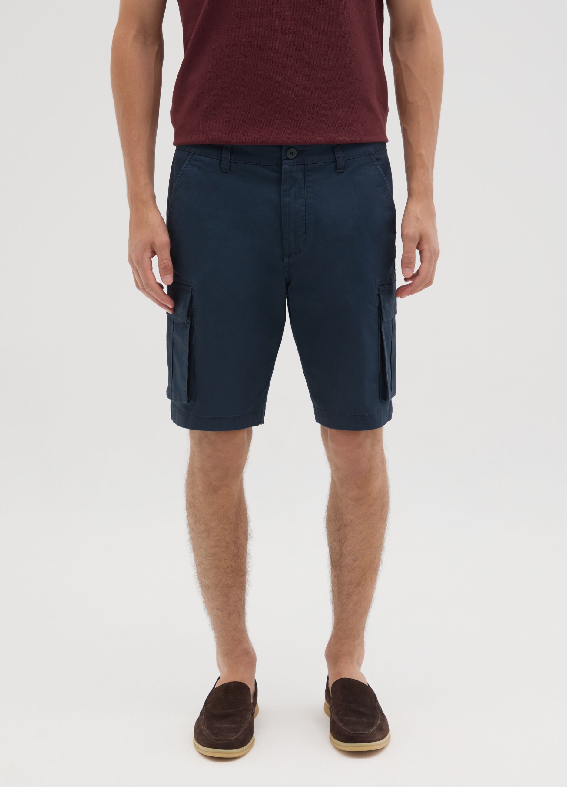 Bermuda da uomo in cotone blu regular fit