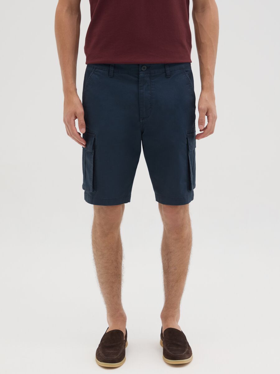 Men's regular fit blue cotton shorts_1