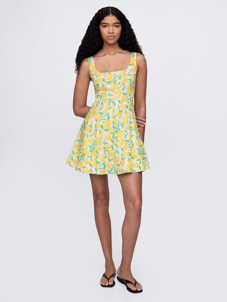 Short multicoloured dress with lemons pattern_0