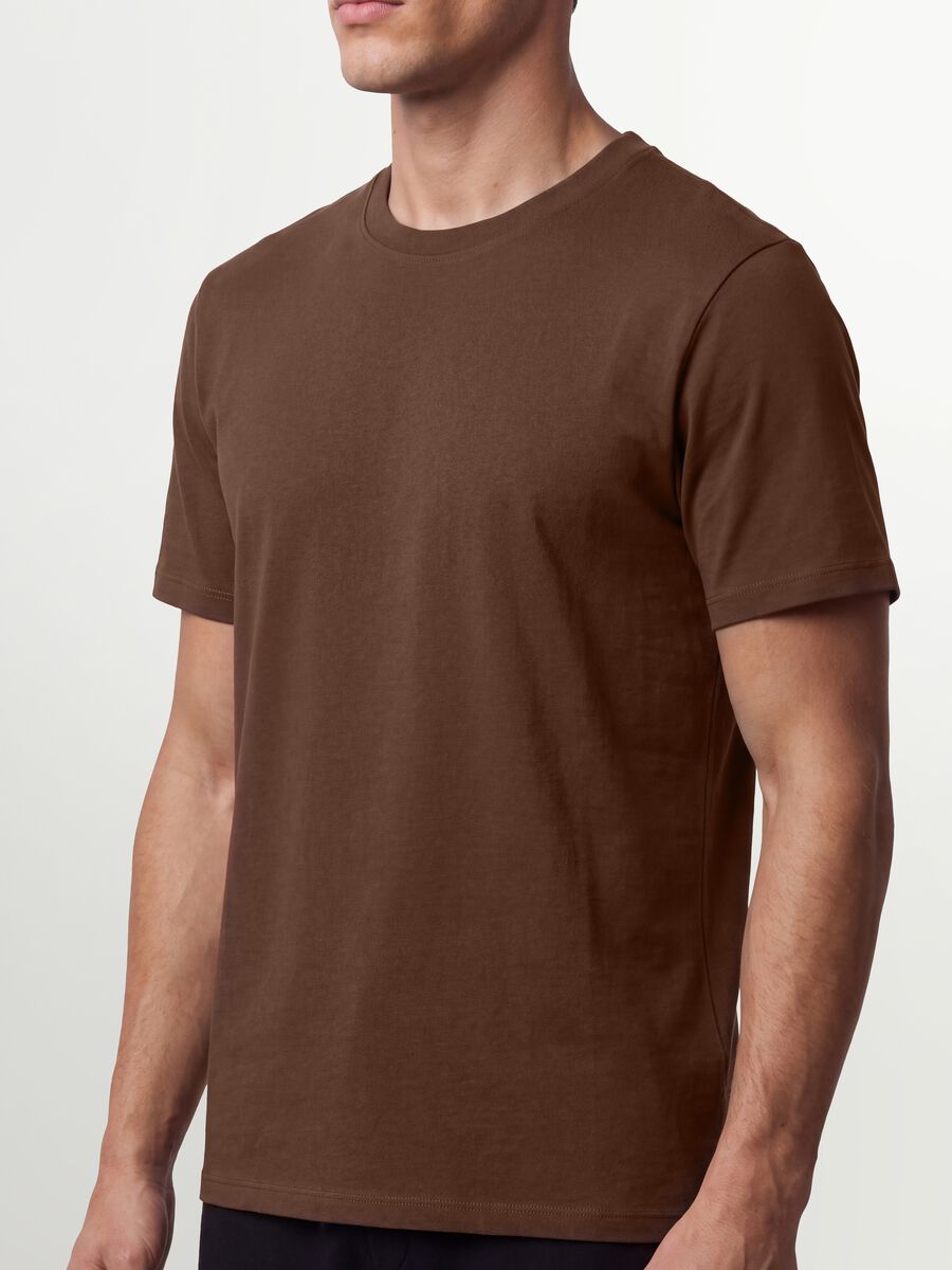 T-shirt marrone in puro cotone organico jersey regular fit_2
