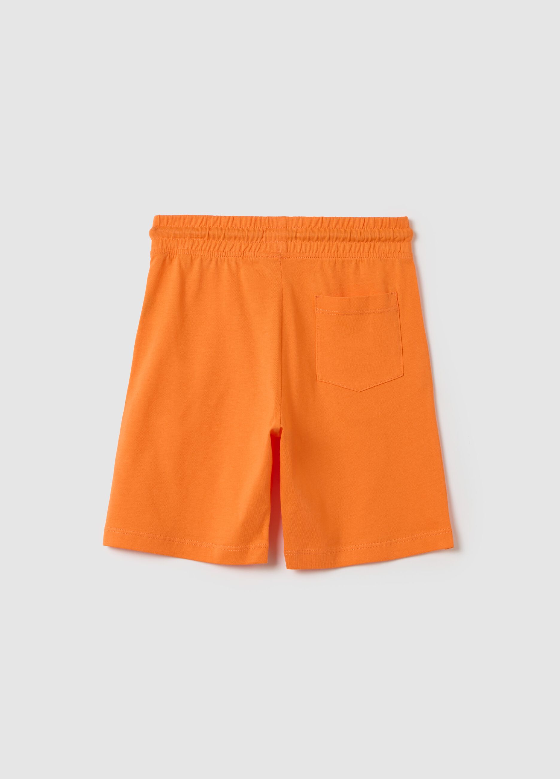 Orange shorts in cotton with elasticated waist