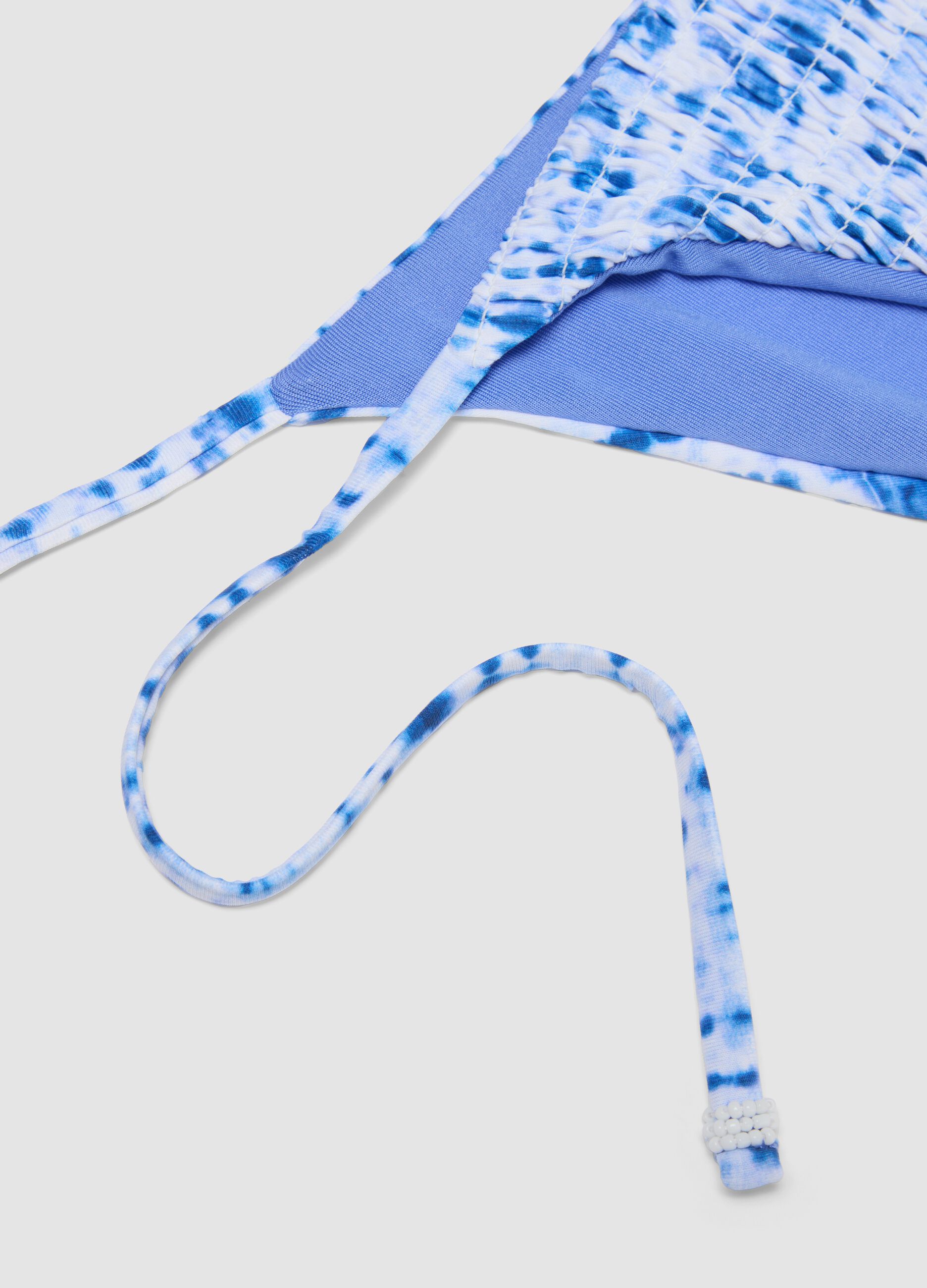 Blue and white stretch bikini bottoms