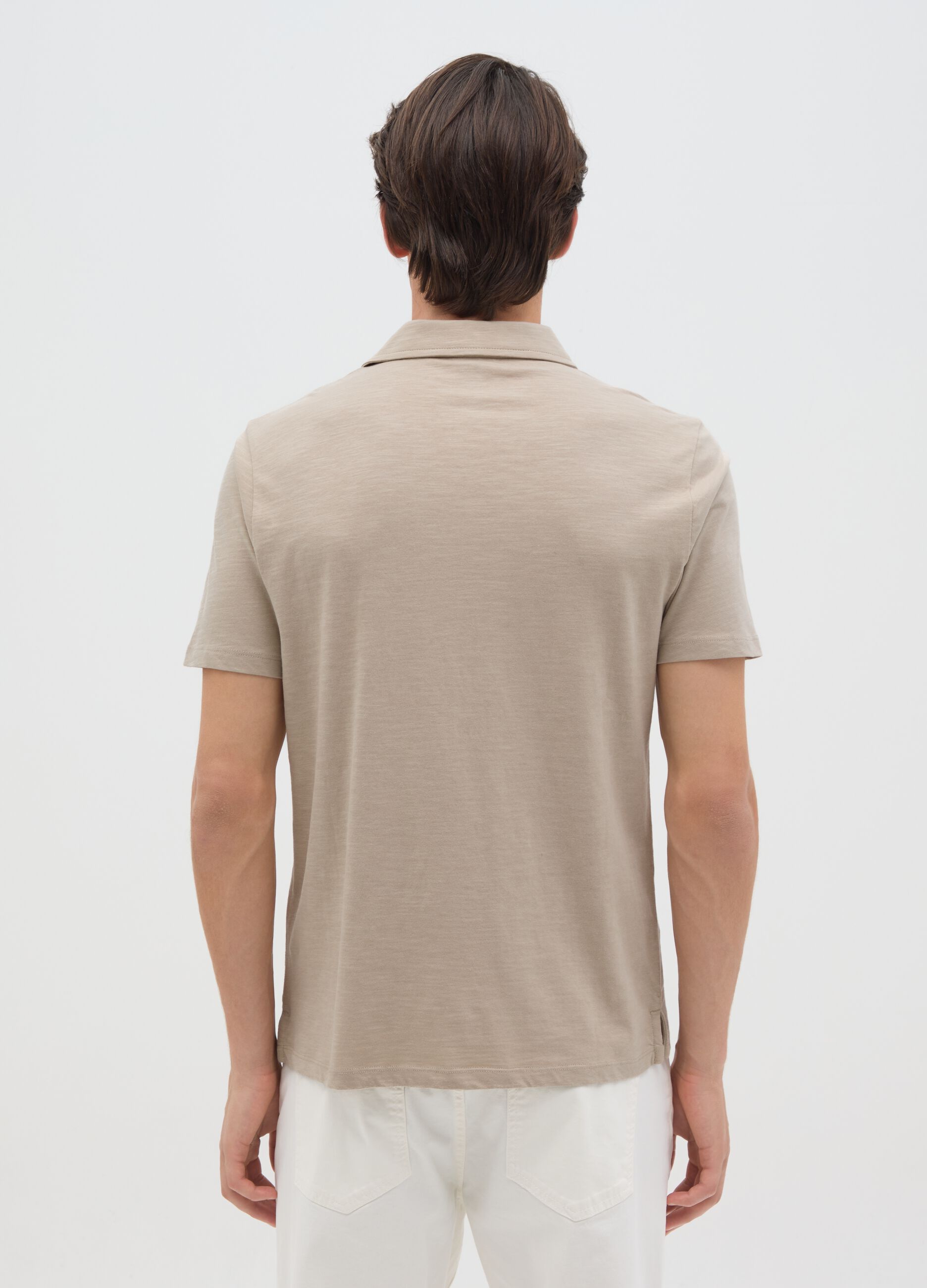 Men's Beige Pure Cotton Polo Regular Fit