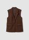 Brown viscose-blend waistcoat with classic lapels_0