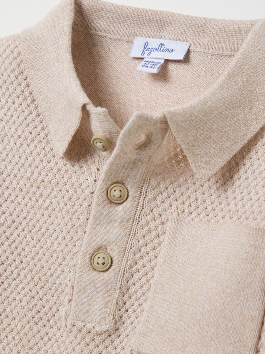 Beige short sleeve cotton polo_3