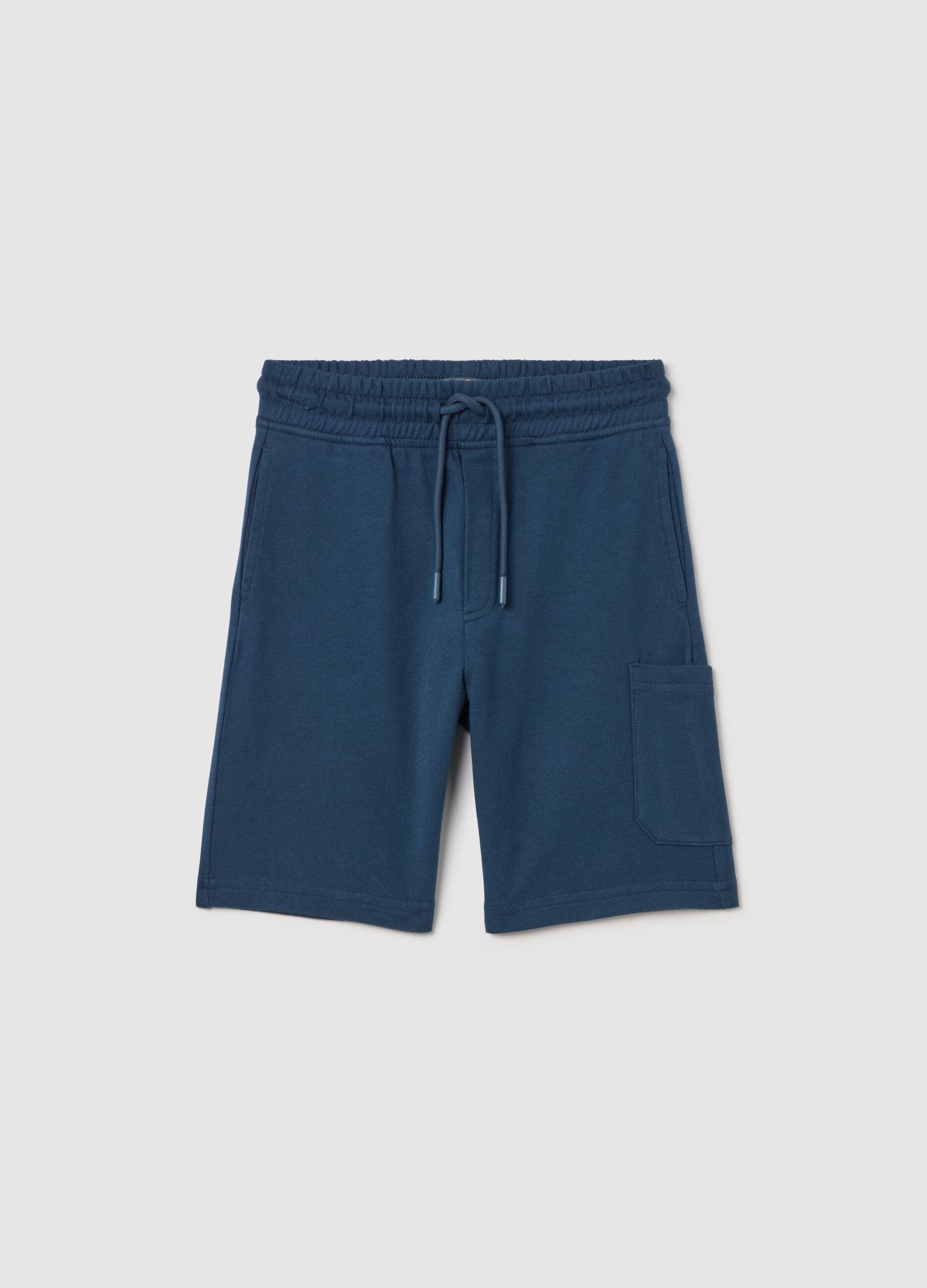 Cotton Bermuda shorts with drawstring