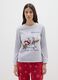 Grey and red Christmas fleece pyjamas regular fit with print_1
