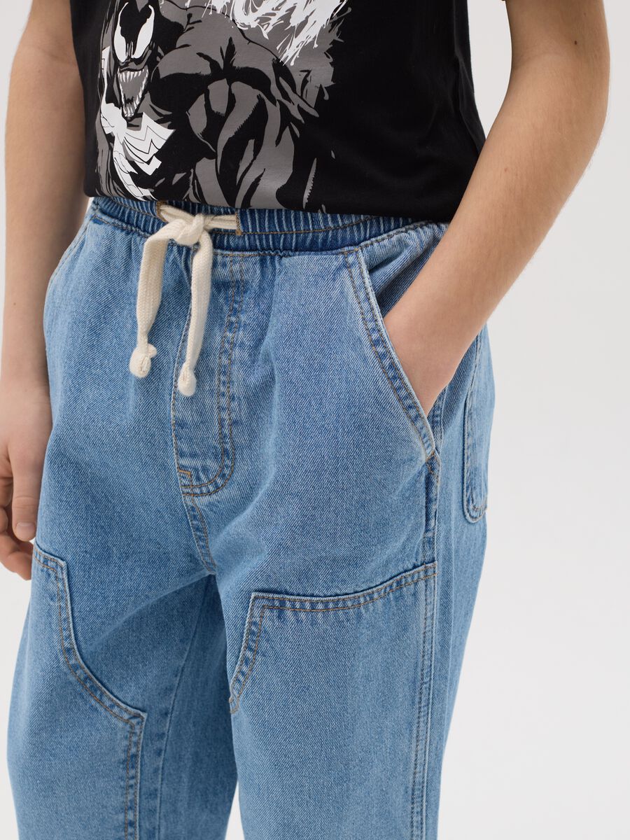 Denim joggers with drawstring_2