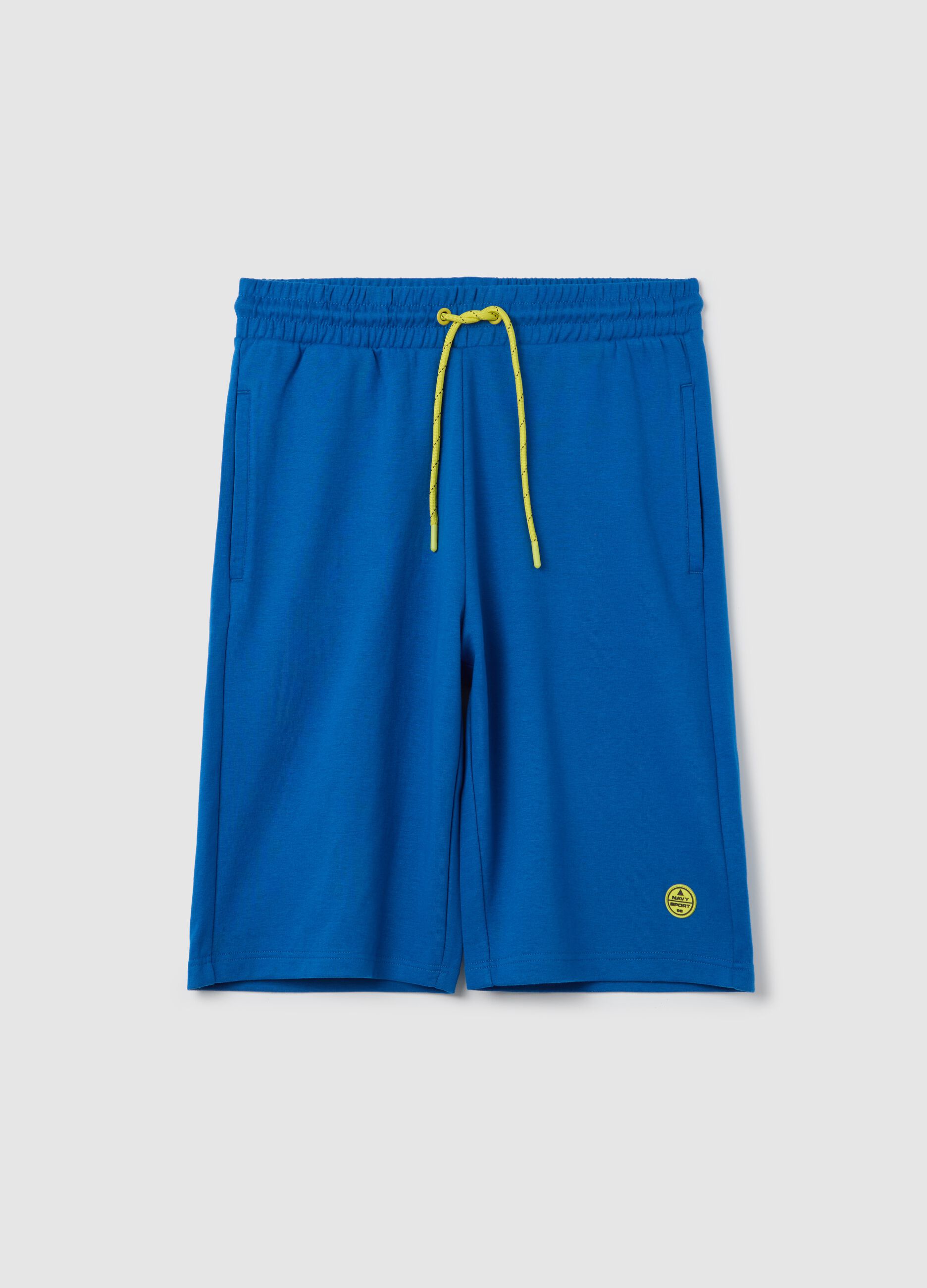 Cornflower blue Bermuda joggers with logo