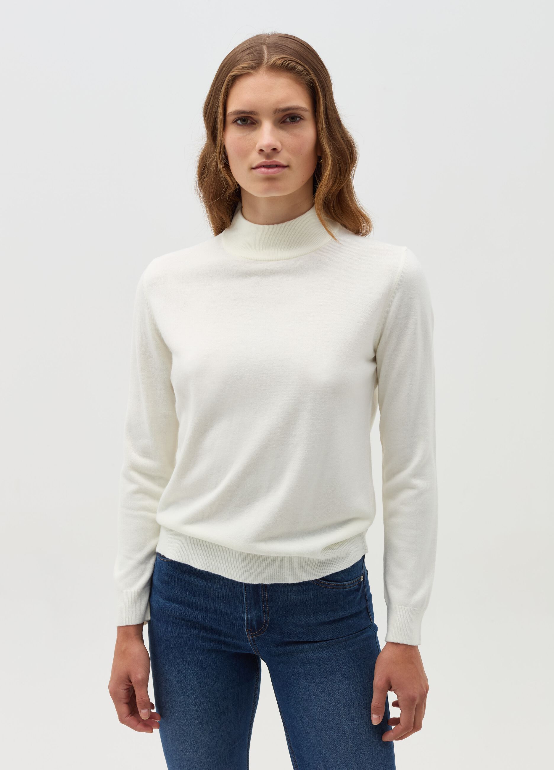 Pullover with mock neck