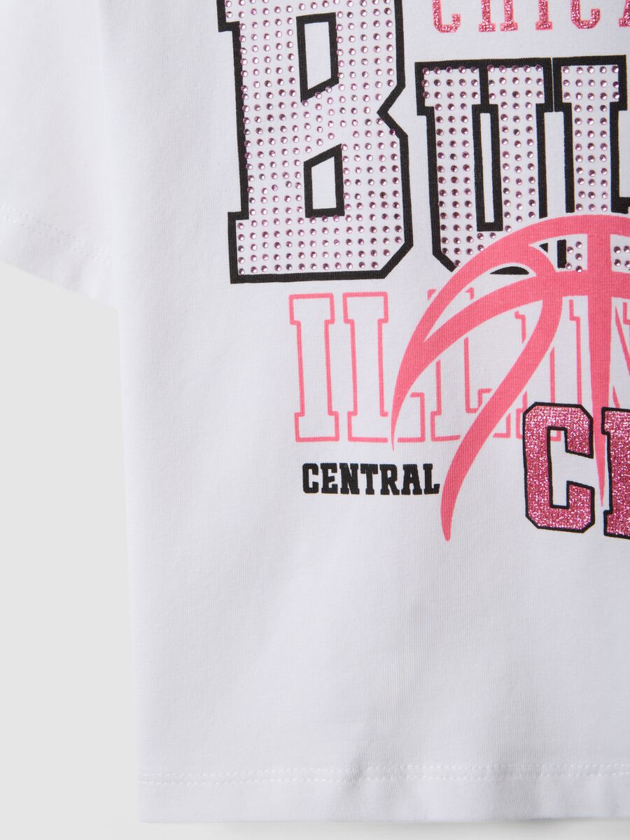 White stretch cotton girl's boxy fit T-shirt Chicago_3