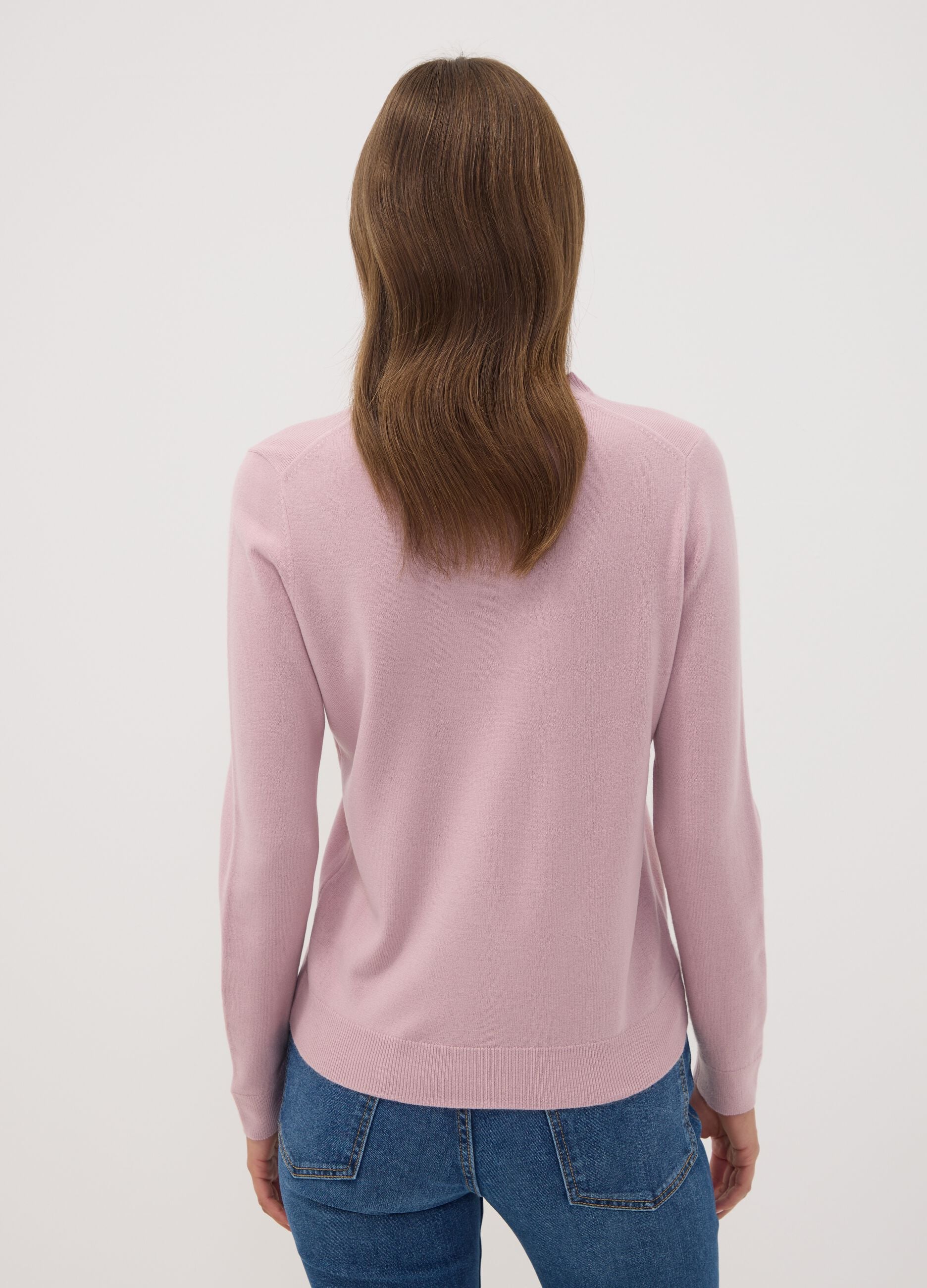 Pink crew-neck long-sleeve regular-fit top