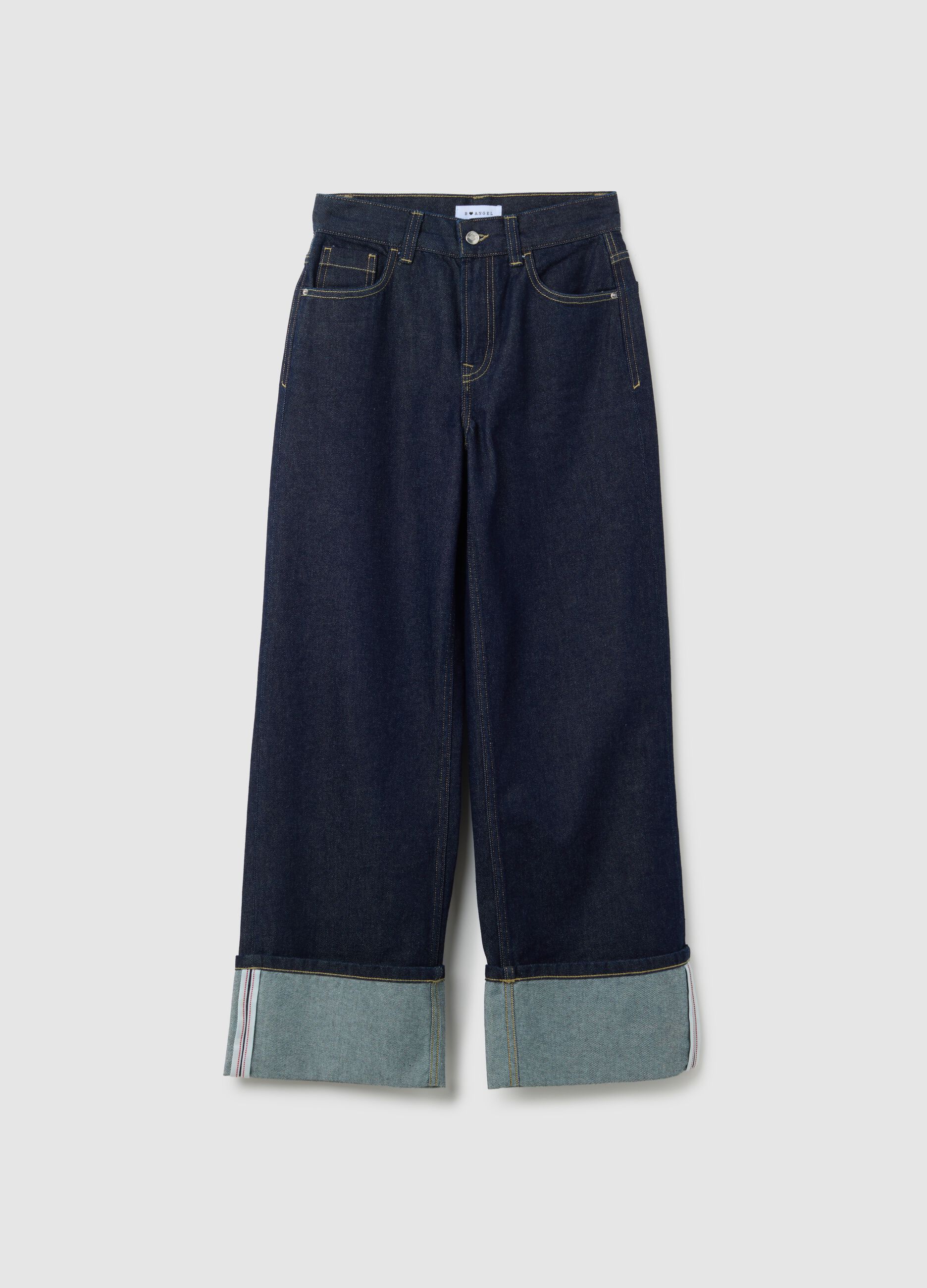 Straight-leg blue pure cotton jeans