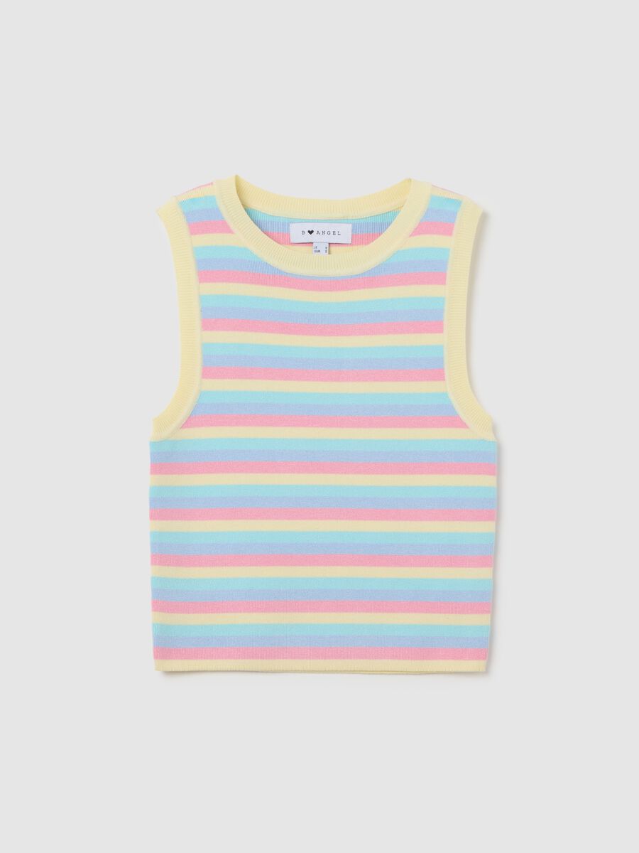 Multicolor striped top in viscose and polyamide blend_4