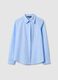 Blue cotton blend slim fit shirt with classic collar and buttons_4