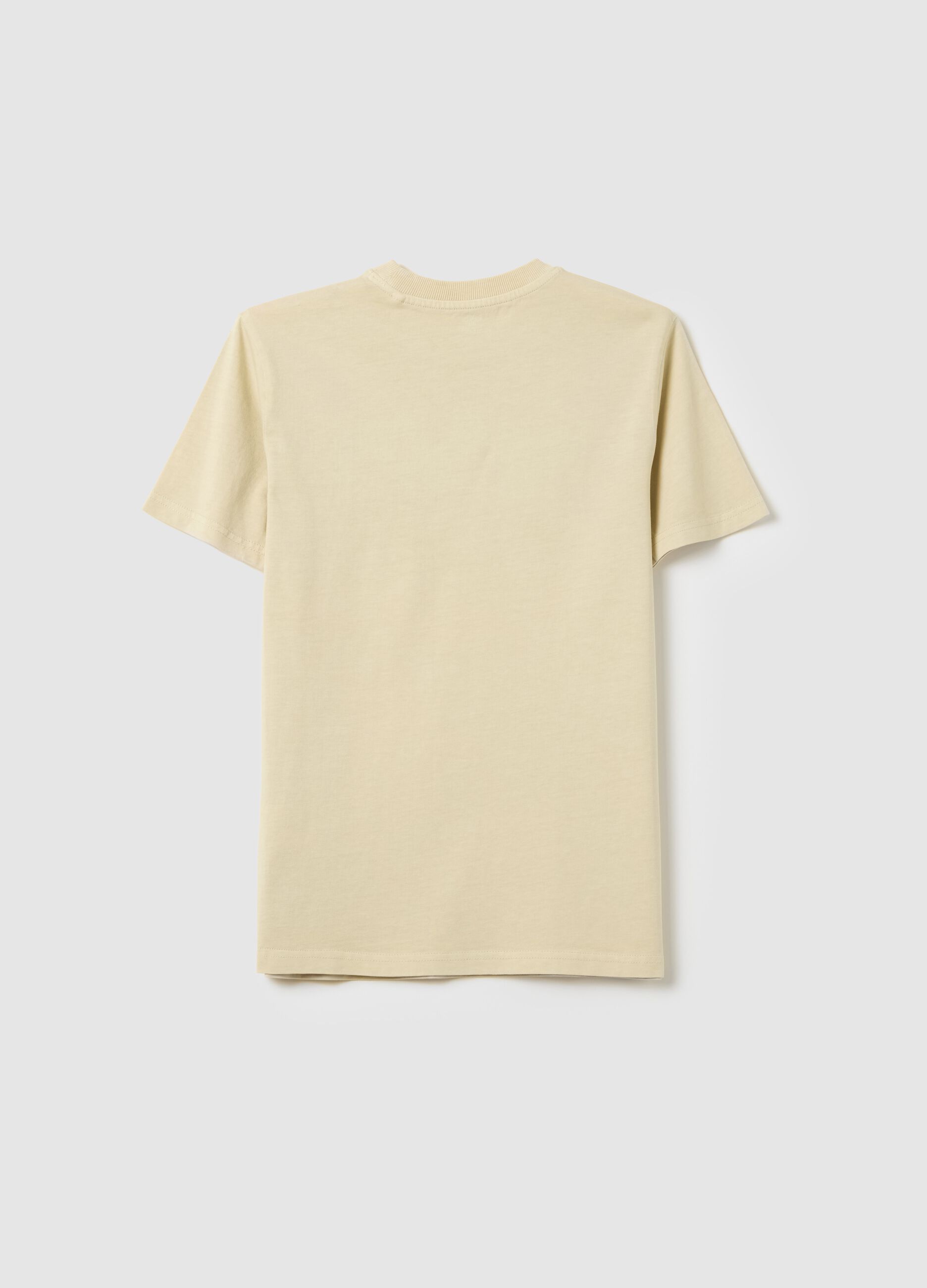 Cream Cotton Short Sleeve T-shirt