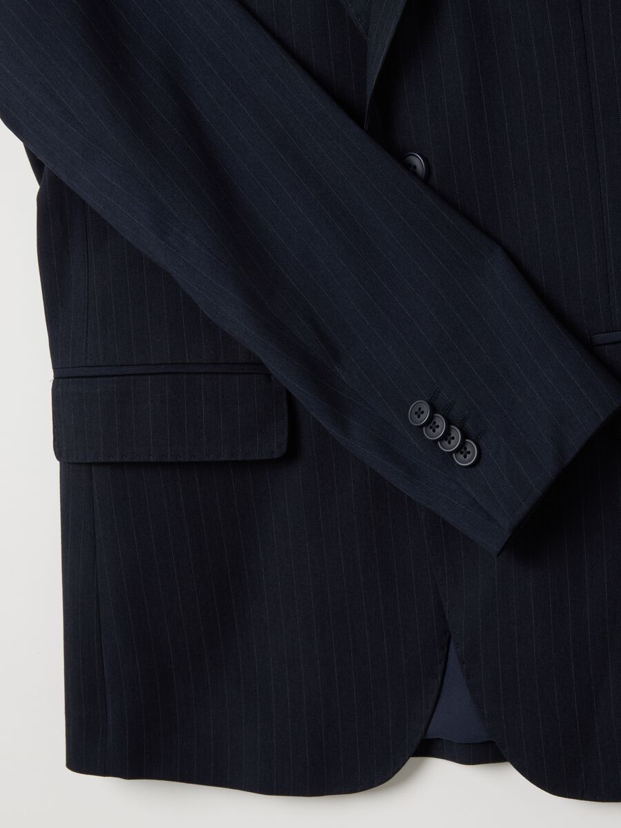 Slim Fit Blue Blazer with Buttons_5