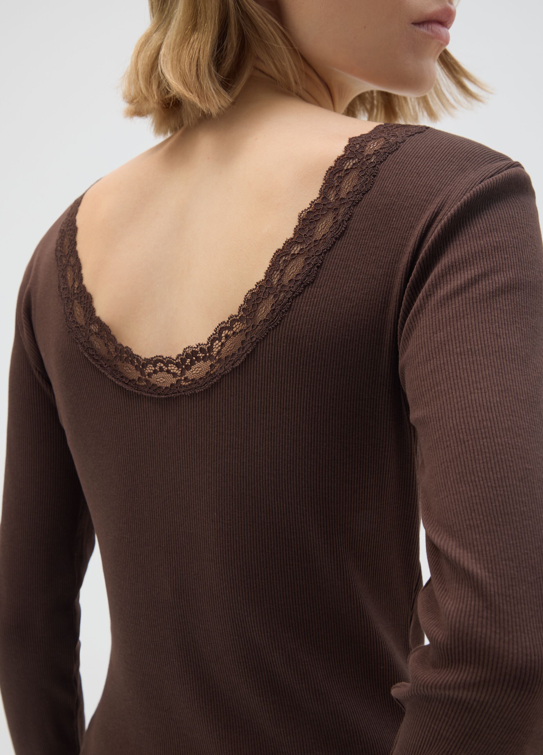 Maglia in puro cotone marrone regular fit