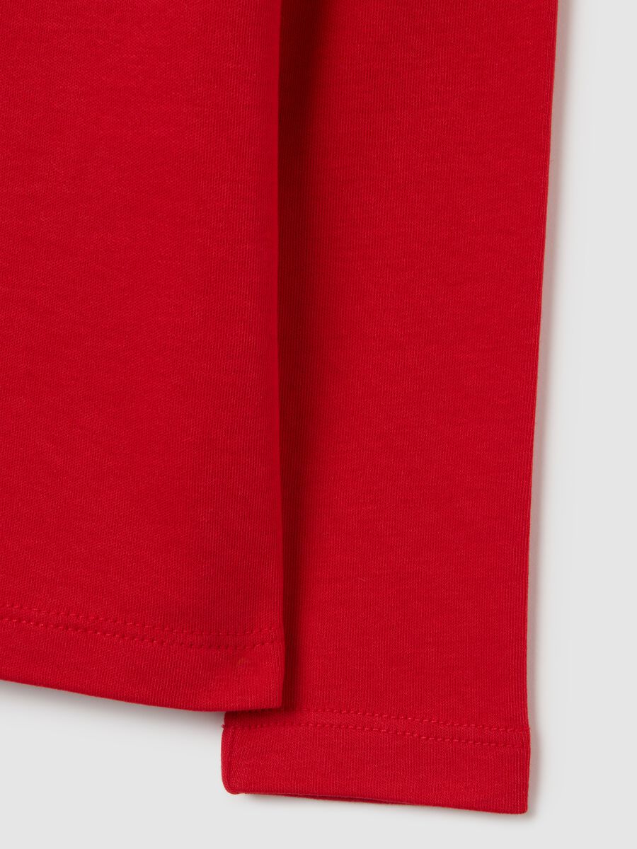 Girls' red regular fit Christmas sweater in pure cotton_3