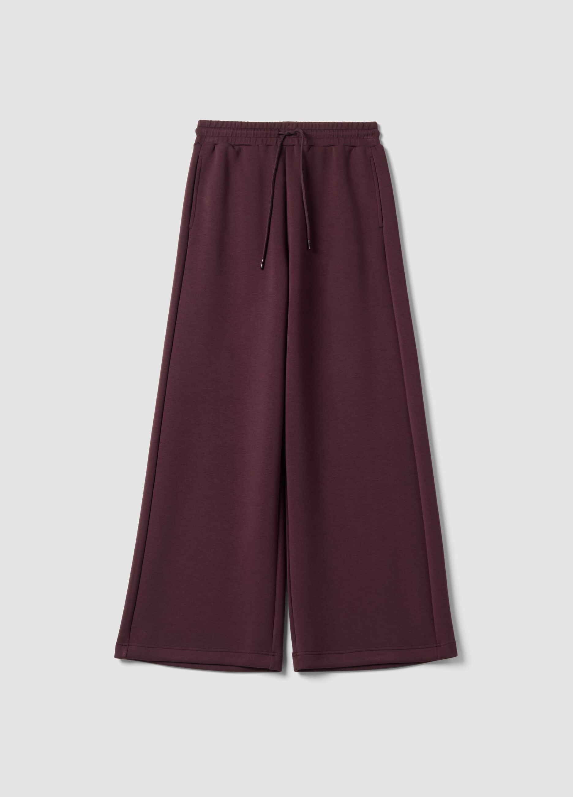 Pantaloni viola wide leg in modal elasticizzato con coulisse