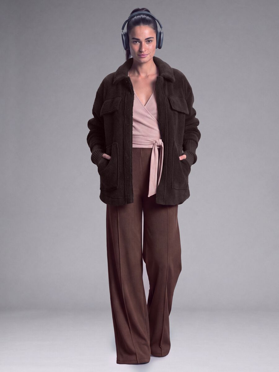 Pantaloni marroni in modal elasticizzato wide leg ALTAVIA STUDIO_0