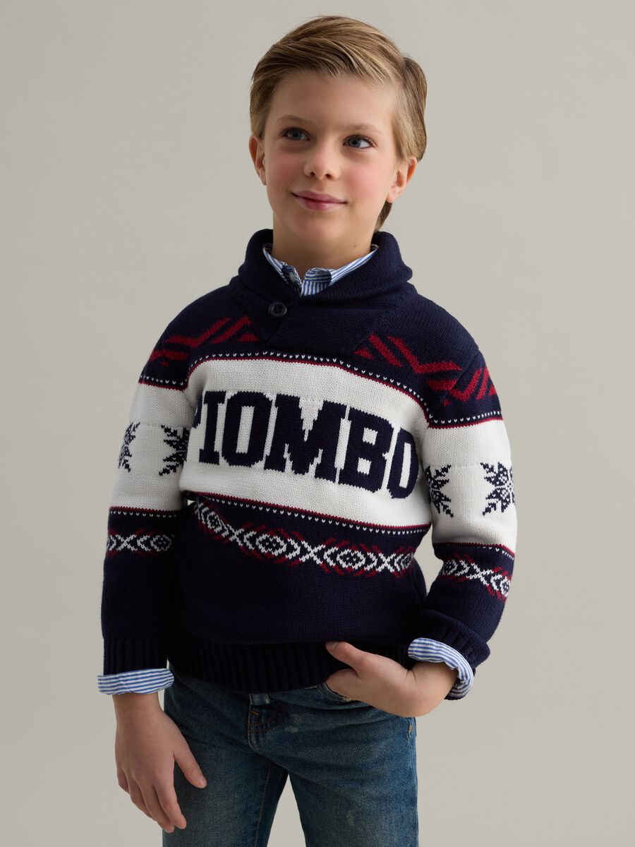 Pullover with jacquard geometric design_0