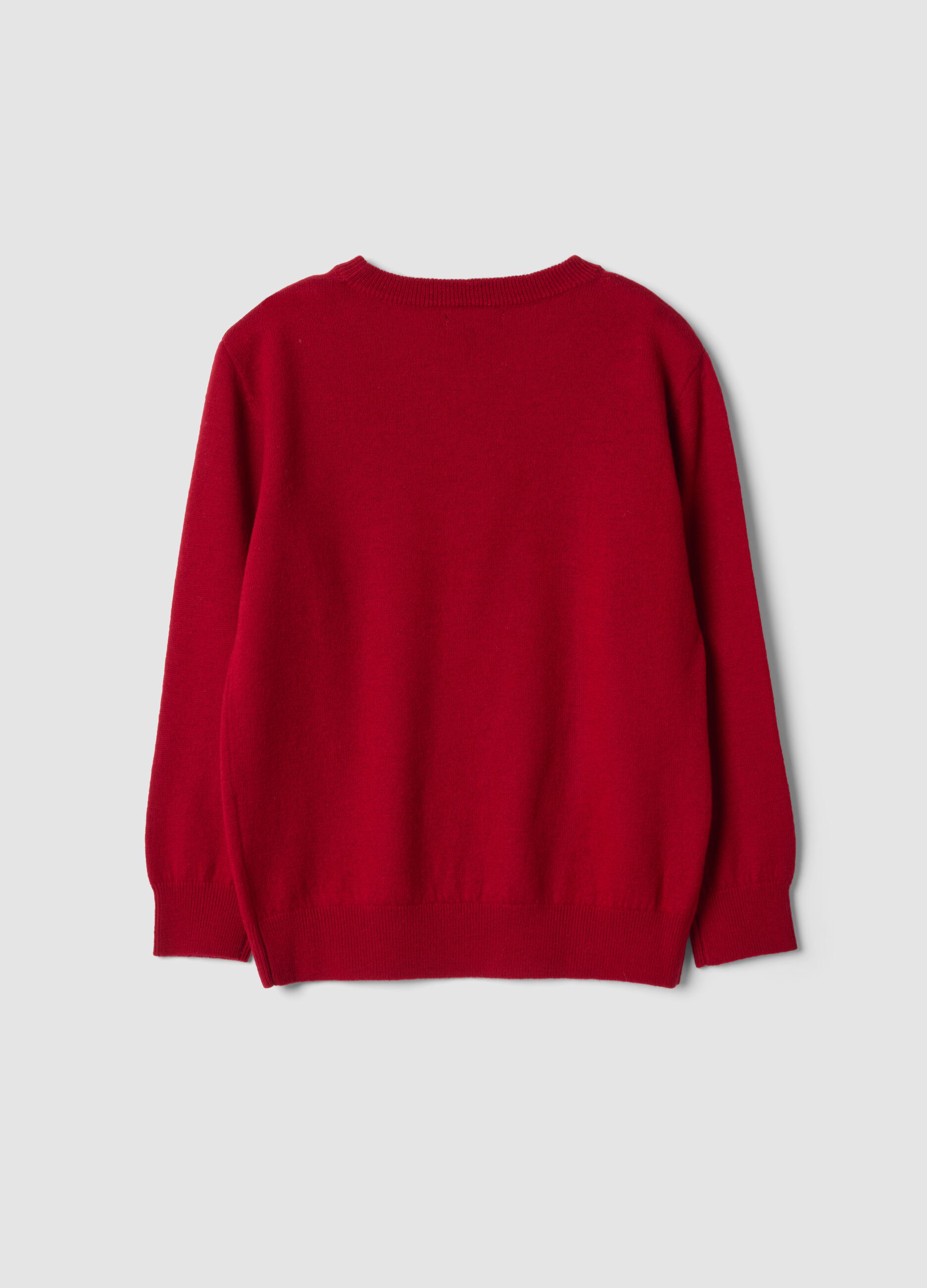Maglia rossa in pura lana a maniche lunghe regular fit