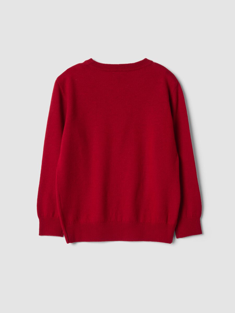 Maglia rossa in pura lana a maniche lunghe regular fit_2