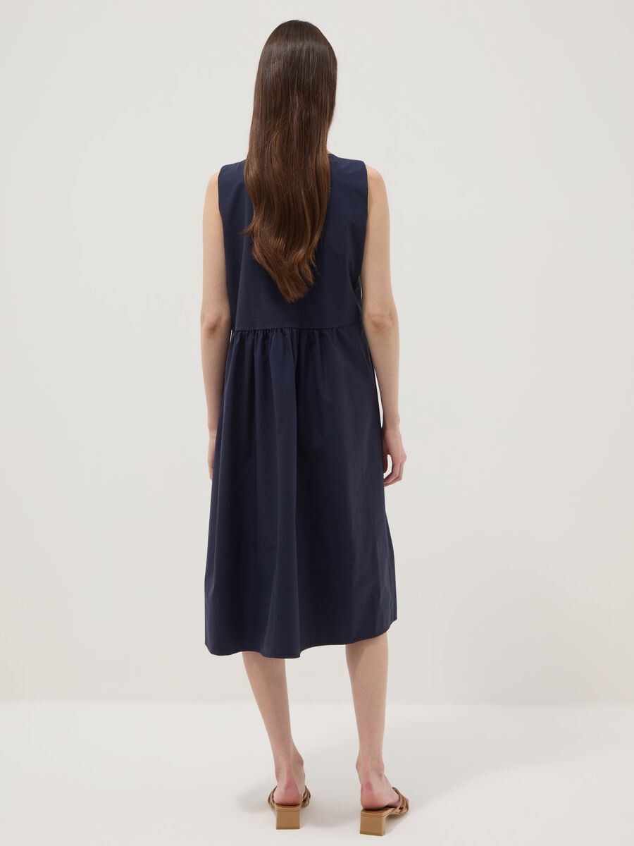 Abito midi blu in puro cotone over fit_3