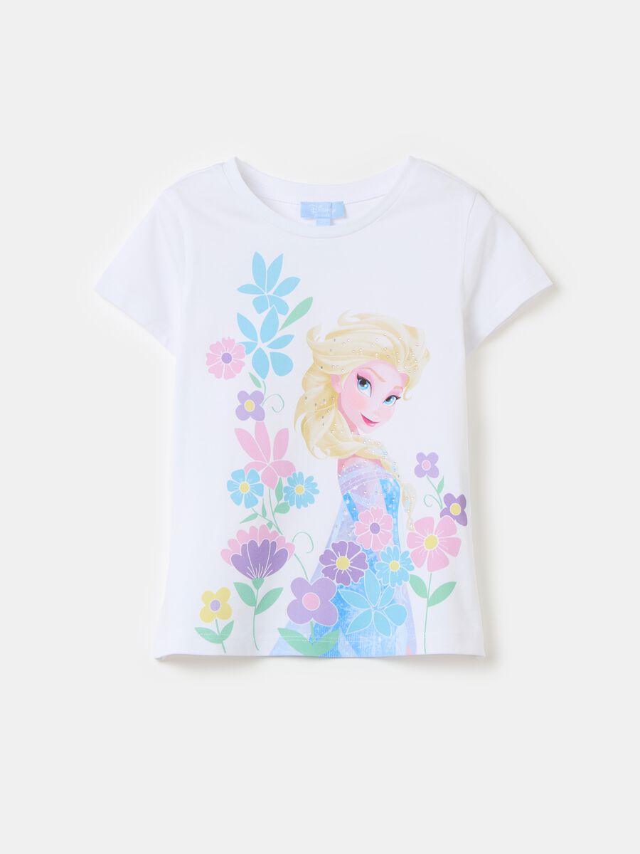 T-shirt with Elsa print and diamantés_0