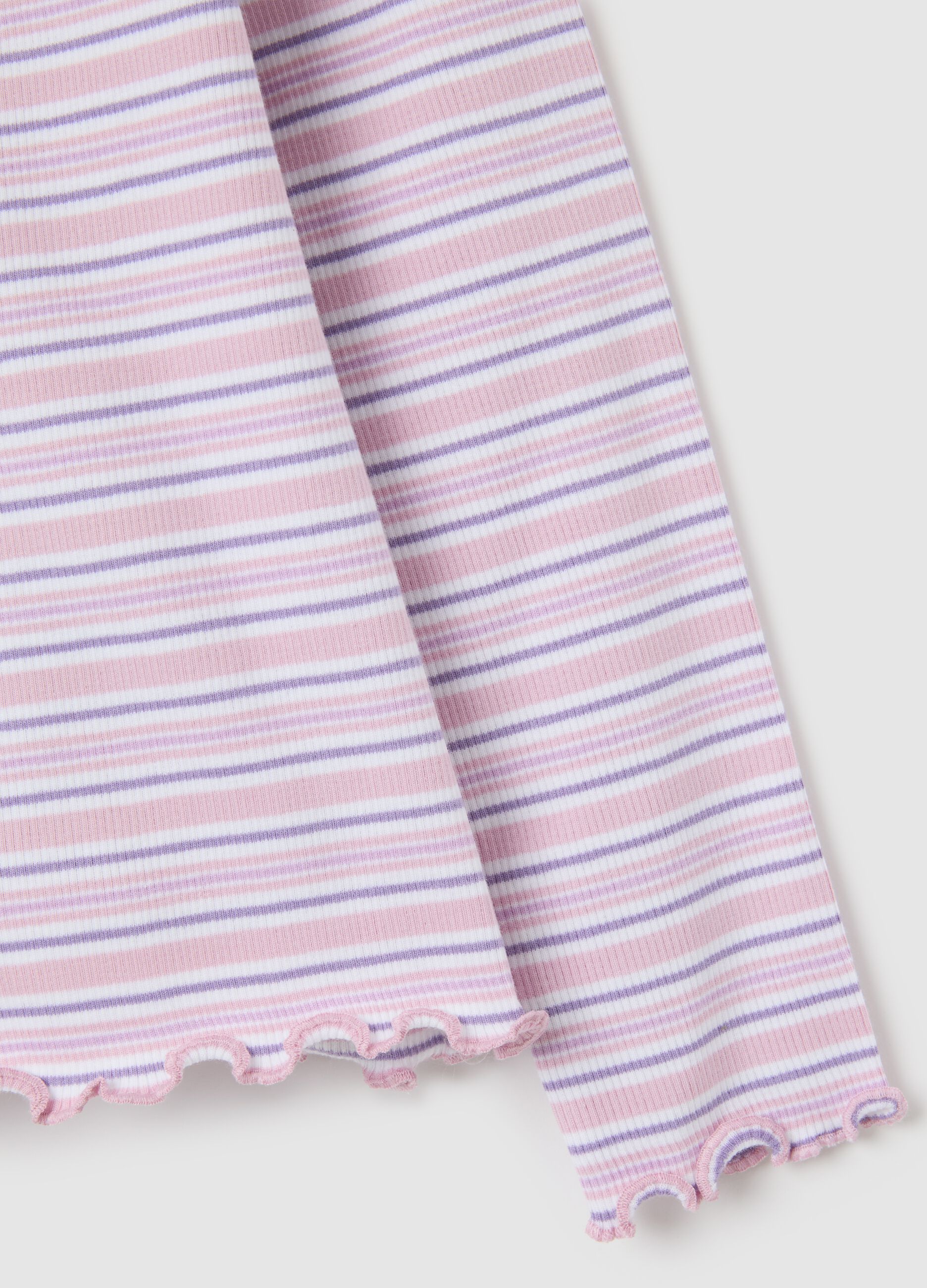 Multicolour regular fit girls' t-shirt in stretch cotton with embroidered heart