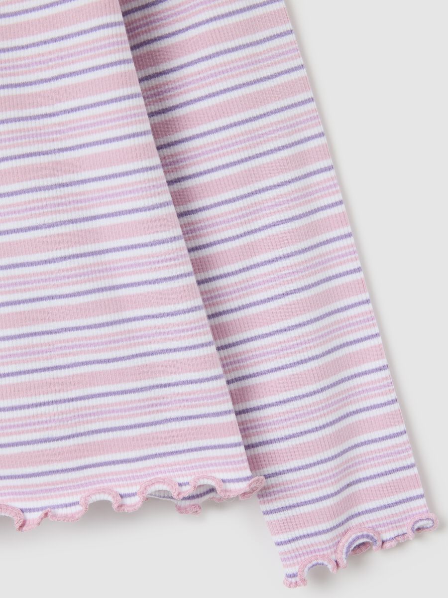 Multicolour regular fit girls' t-shirt in stretch cotton with embroidered heart_3