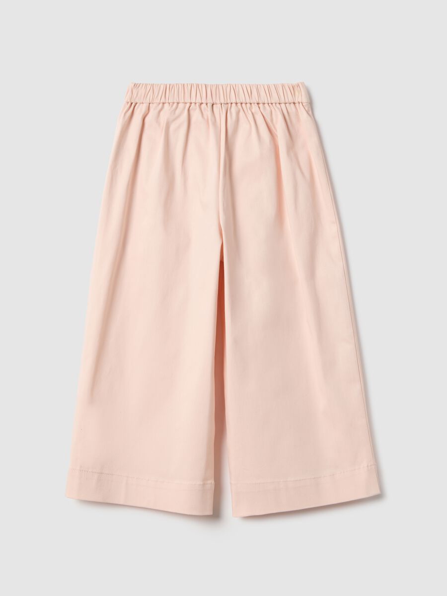 Girls' pink stretch cotton culotte trousers regular fit_1