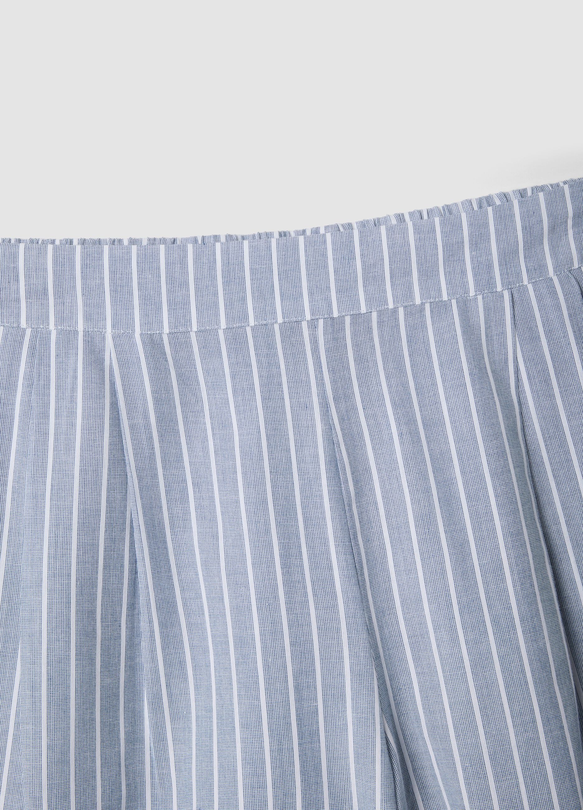 Sky-blue striped pure cotton shorts