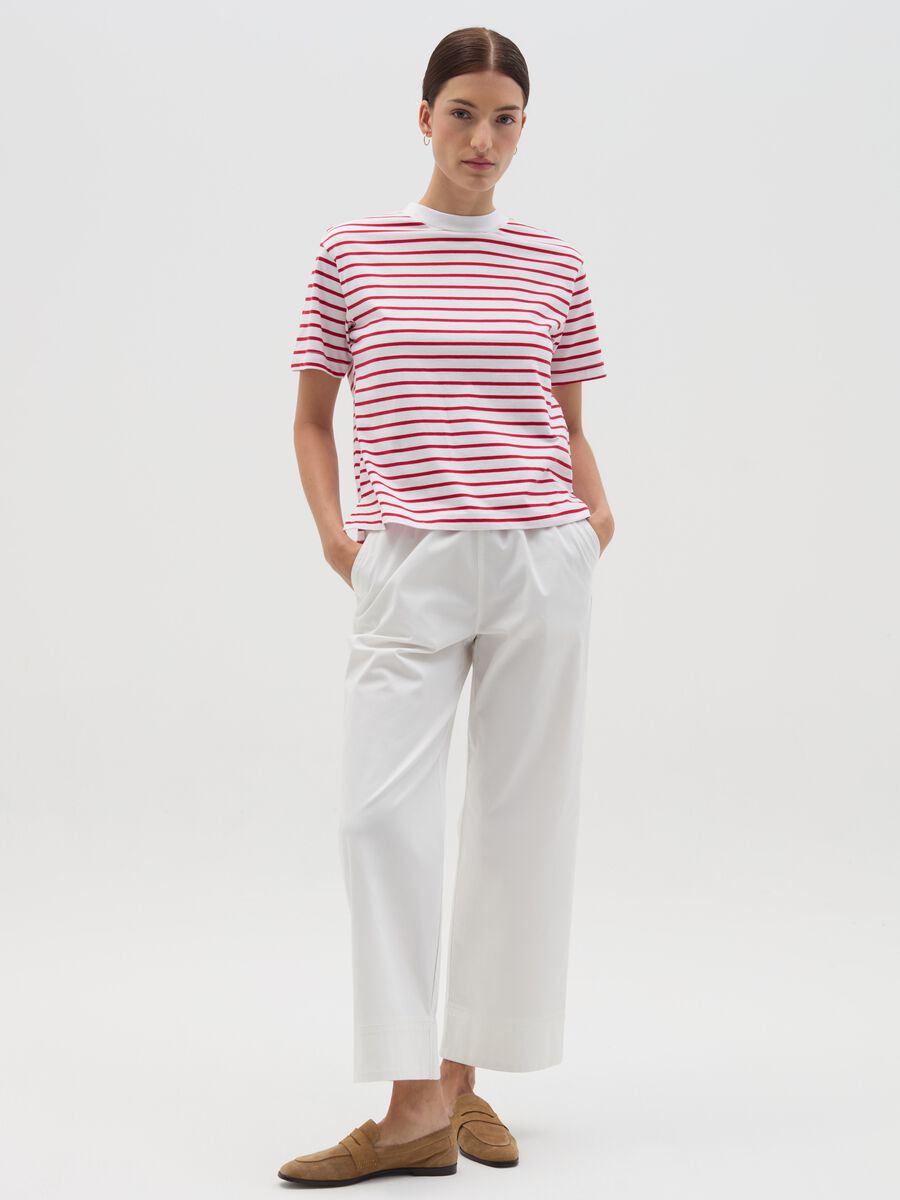 Wide-leg trousers in stretch cotton_0