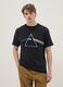 Black regular fit pure cotton T-shirt with Pink Floyd print_0