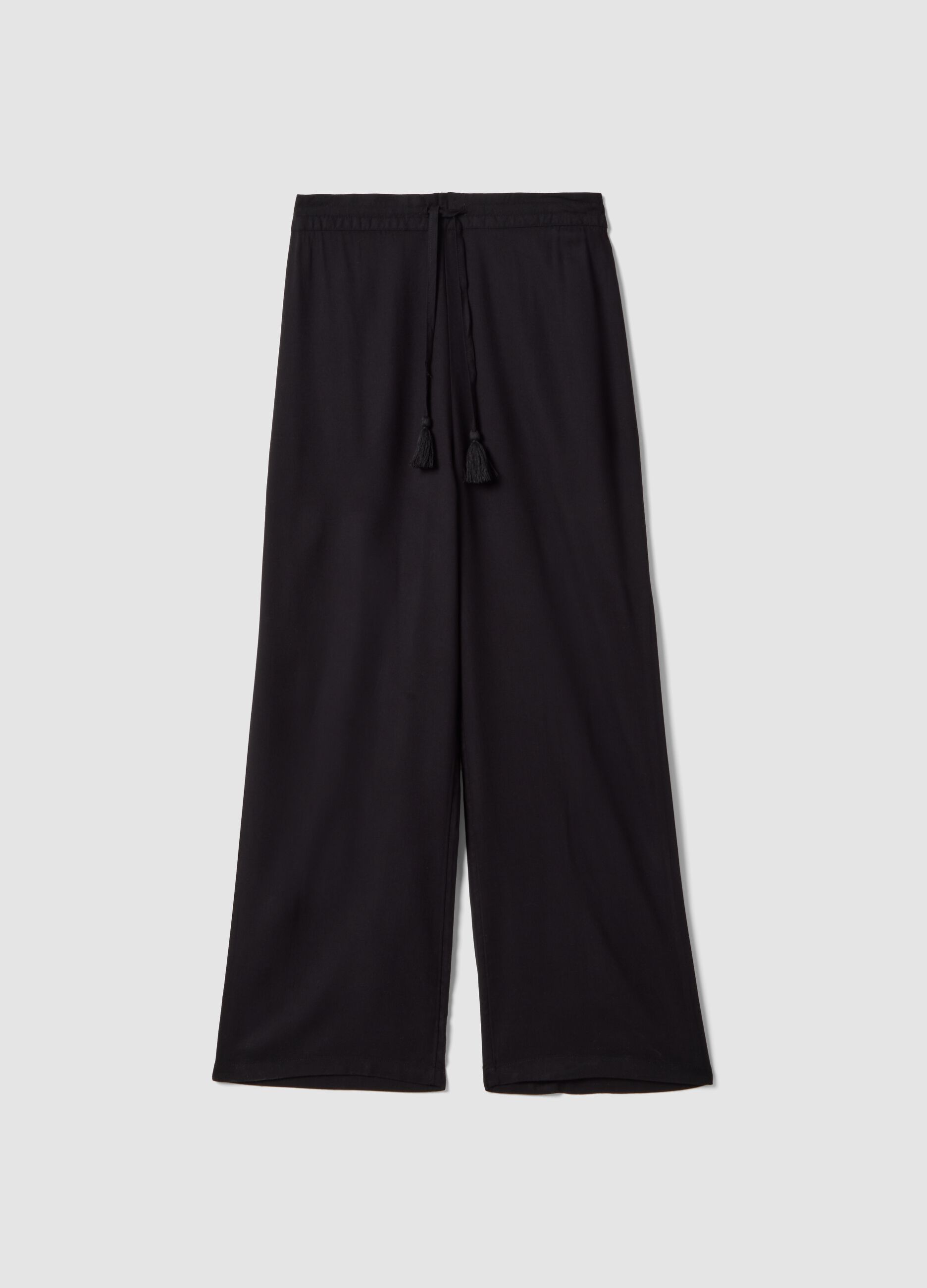 Pantaloni lunghi in pura viscosa neri