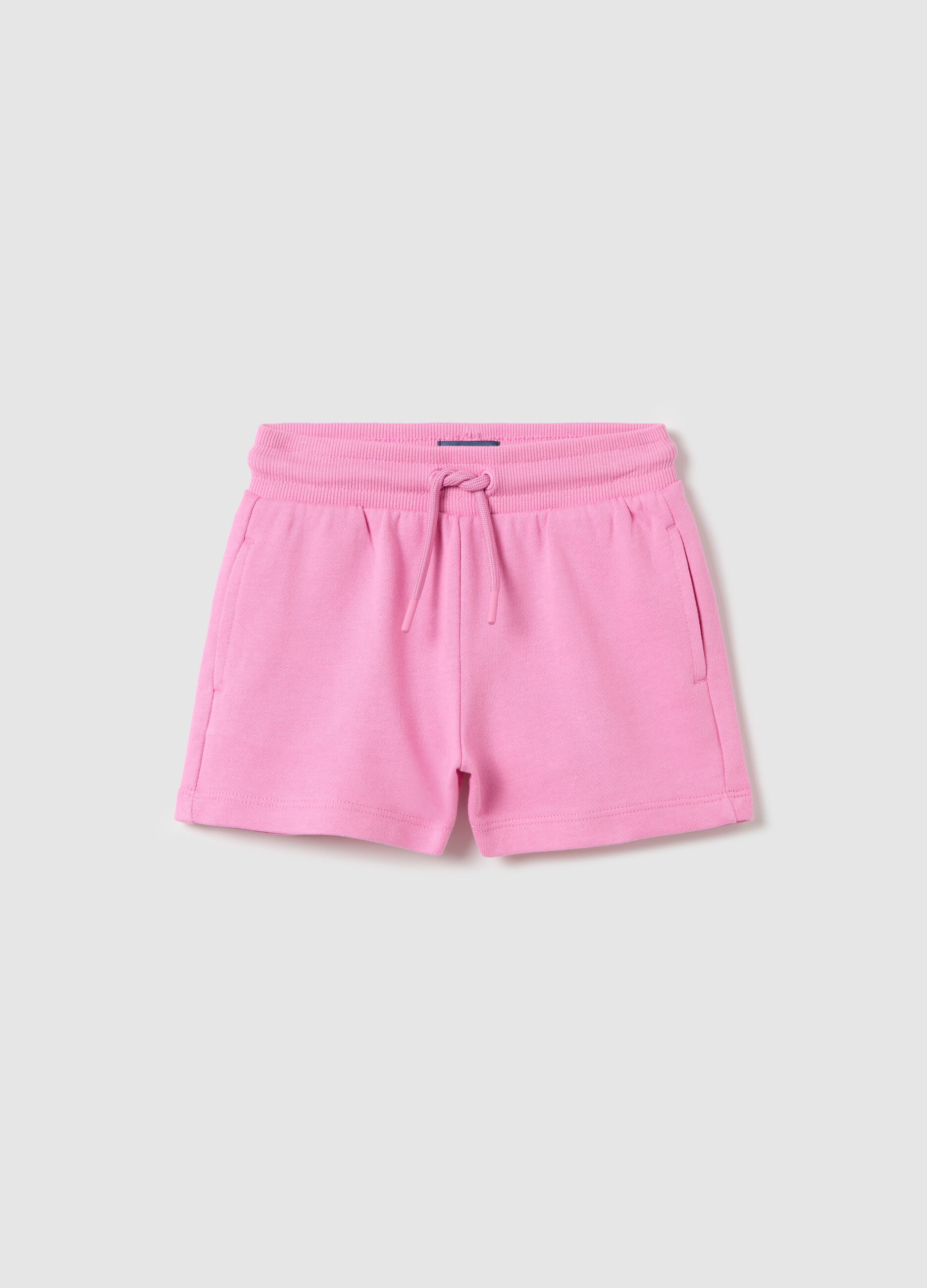 Light blue French terry shorts with drawstring
