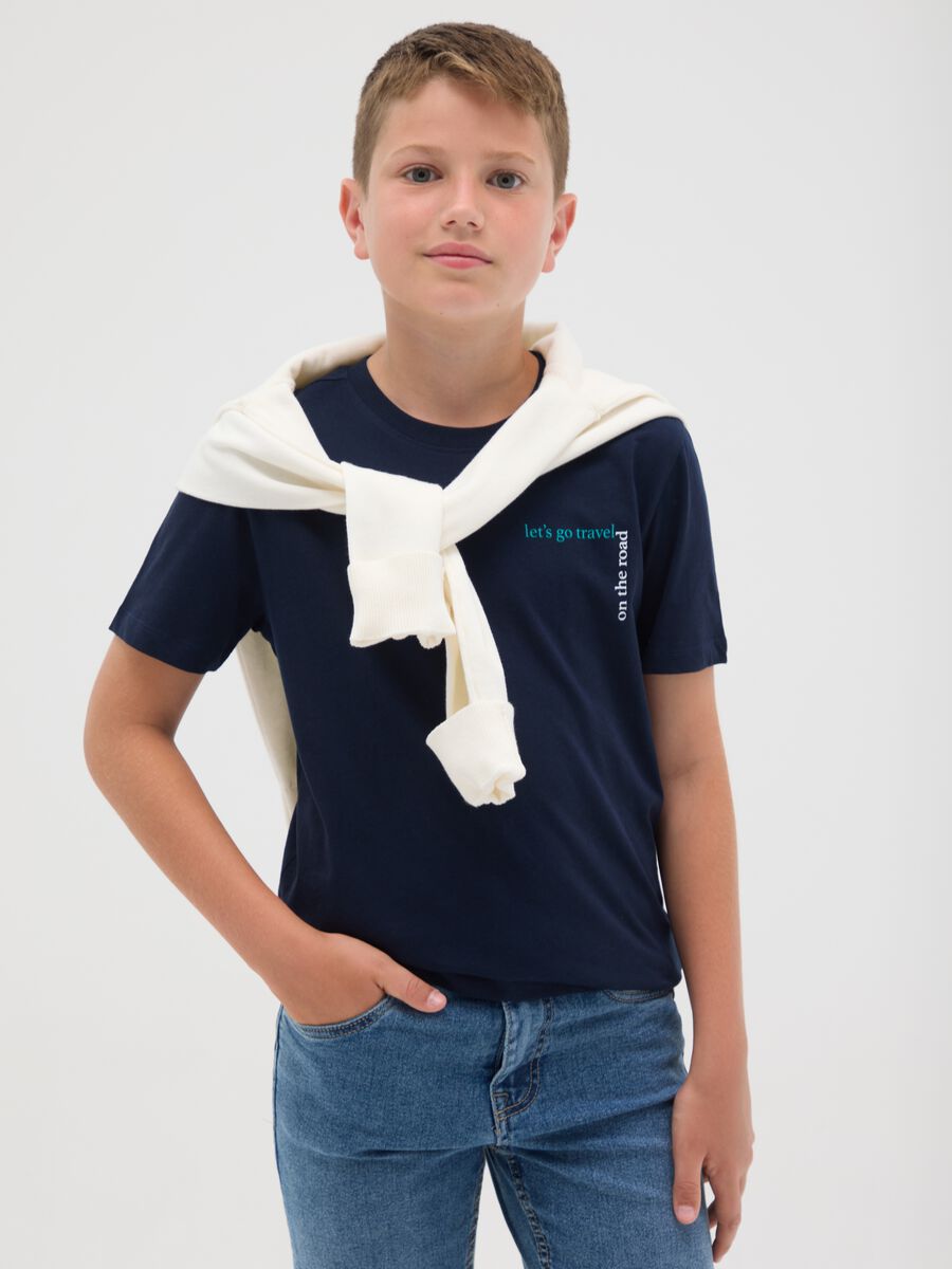 T-shirt a girocollo blu navy_0