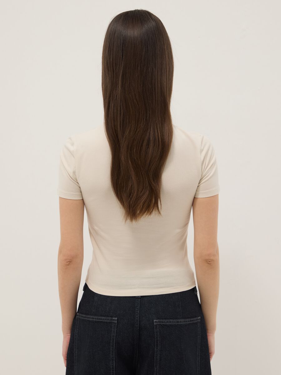 Beige slim fit stretch cotton t-shirt_3