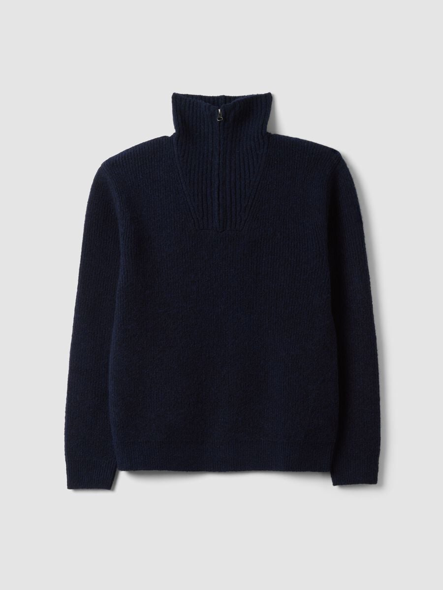 Half zip blu navy in lana elasticizzata regular fit_0