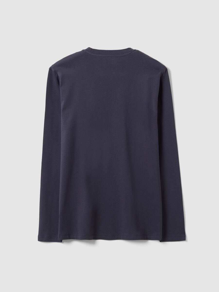 T-shirt grigia a maniche lunghe in puro cotone organico con girocollo_2