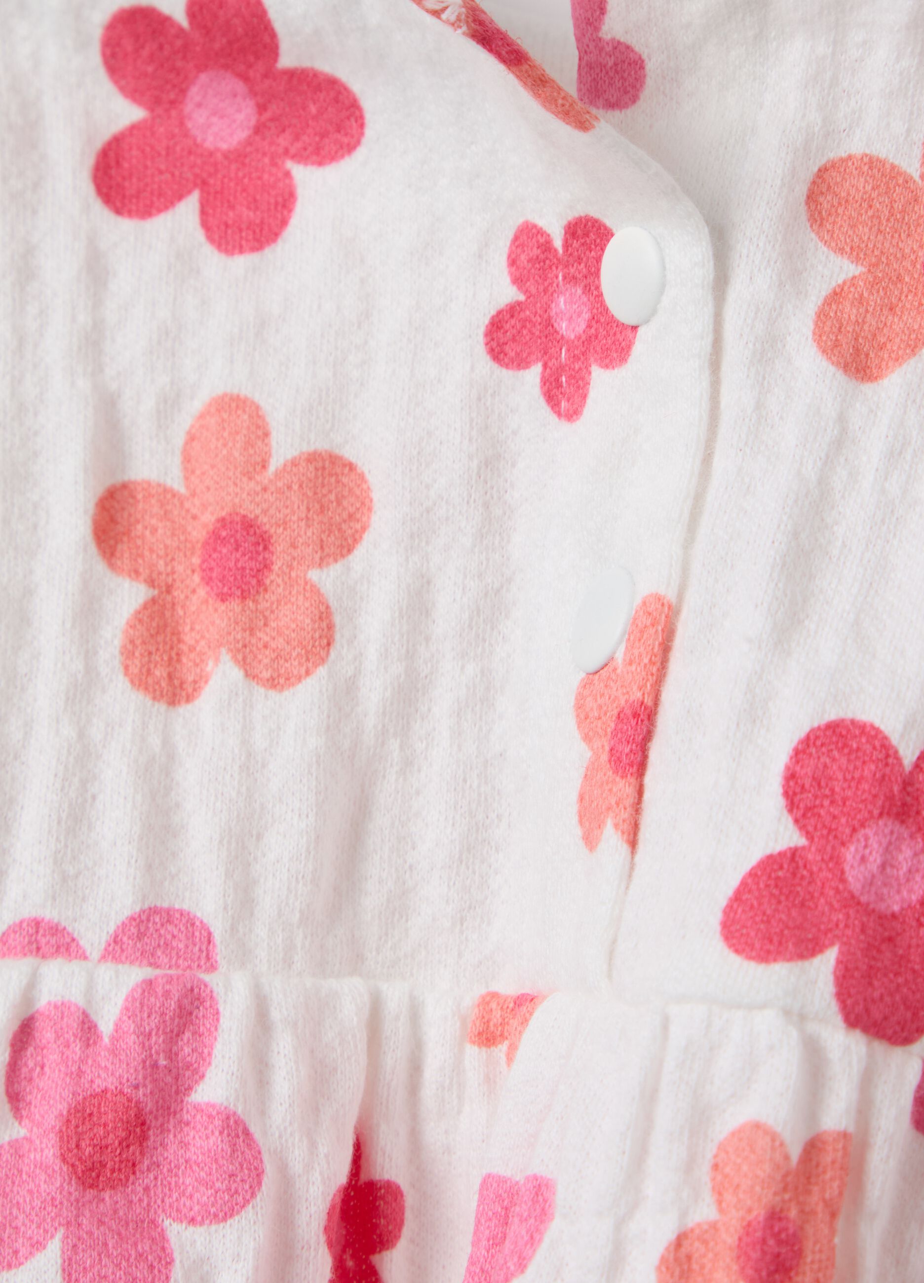Long-sleeved T-shirt with flower print frill