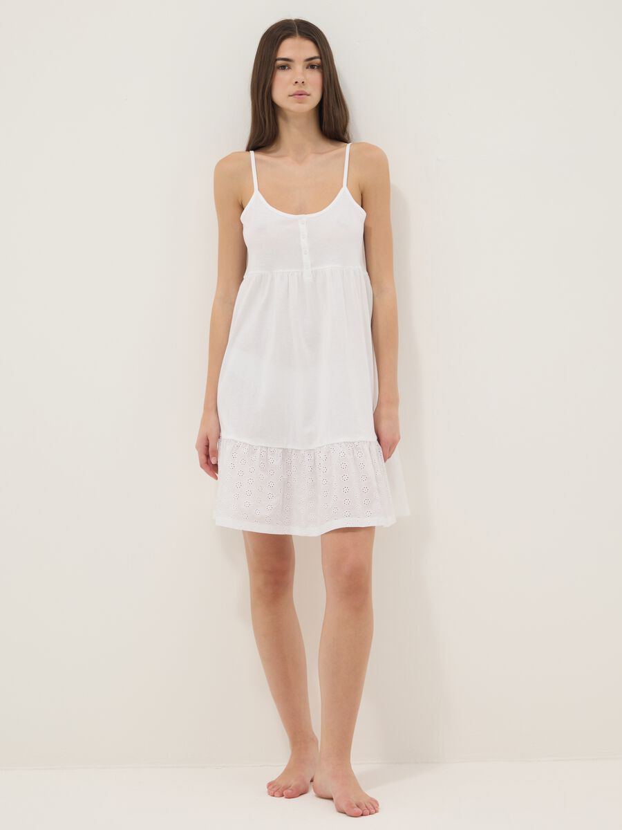 White organic cotton nightdress with thin straps_0