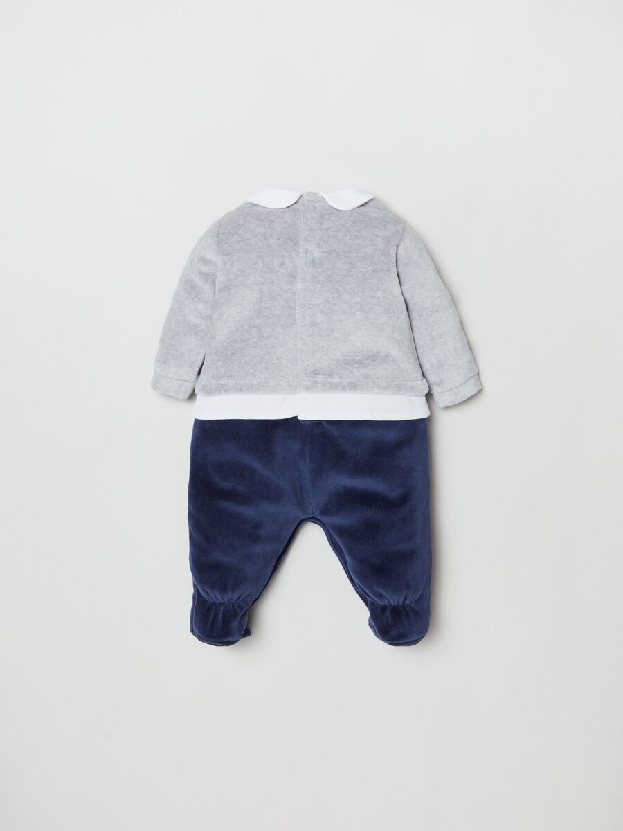 Tutina combinata in velour con piedini_1