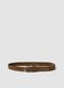 Brown genuine leather belt with oval buckle_0