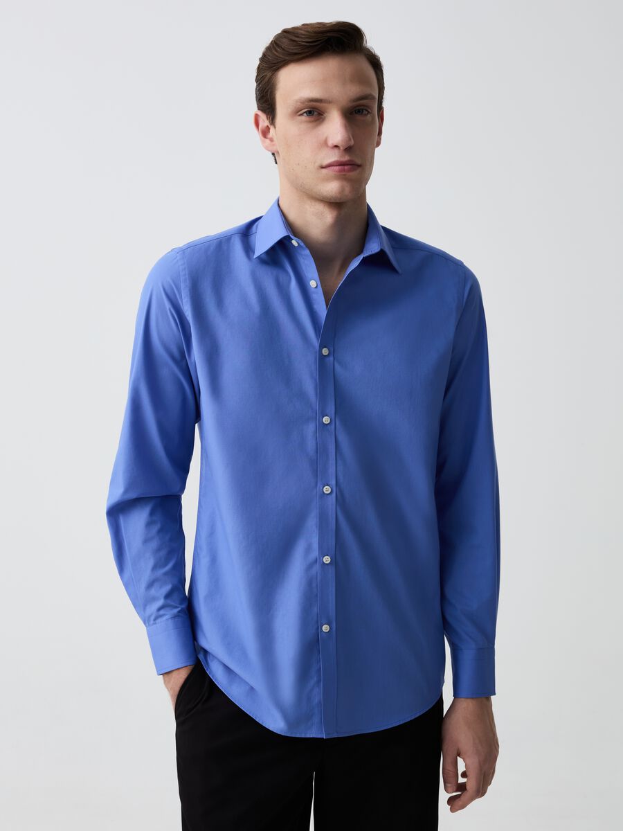Camicia slim fit tinta unita_1