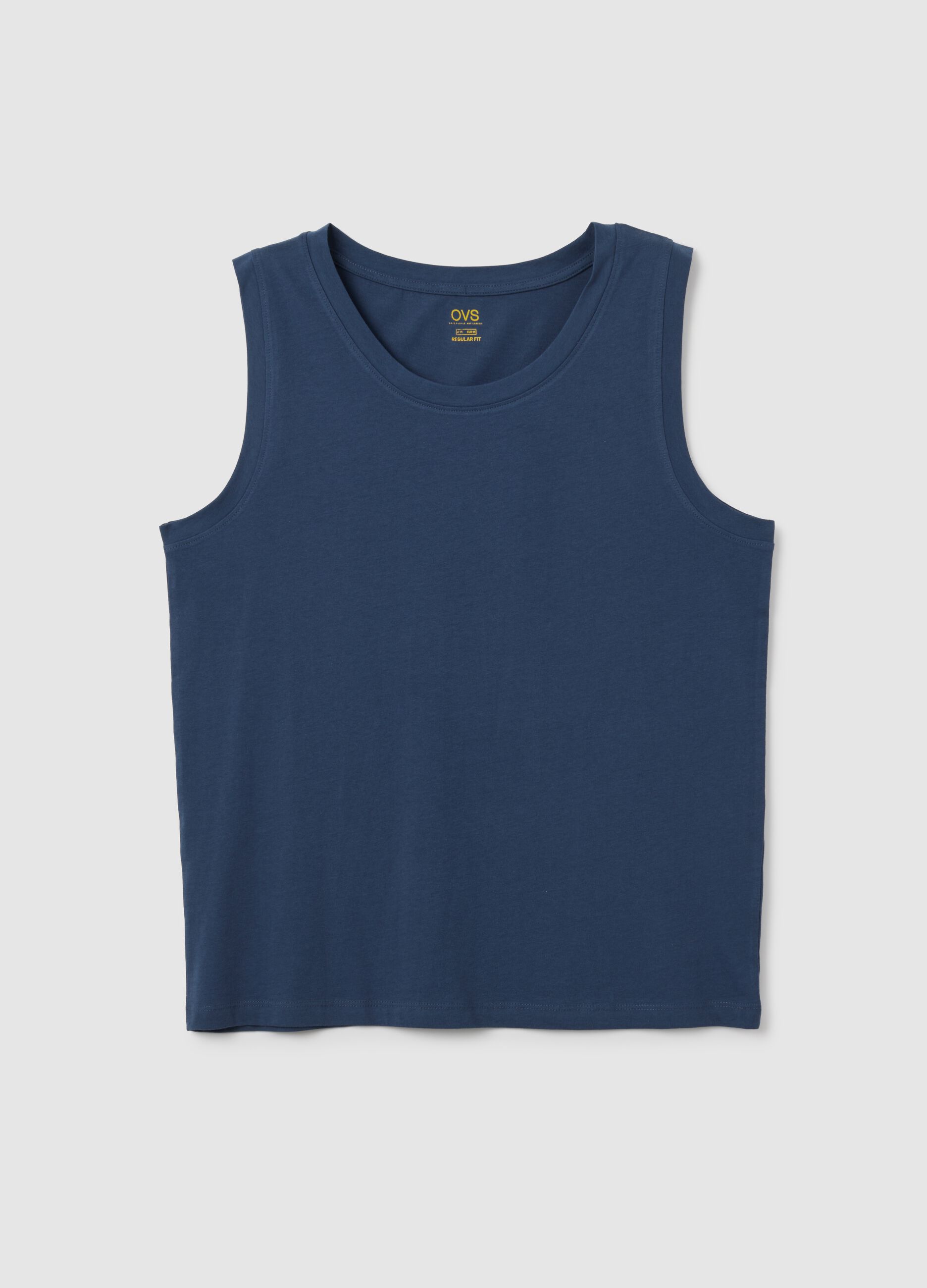 Men's Regular Fit Blue Pure Cotton Vest