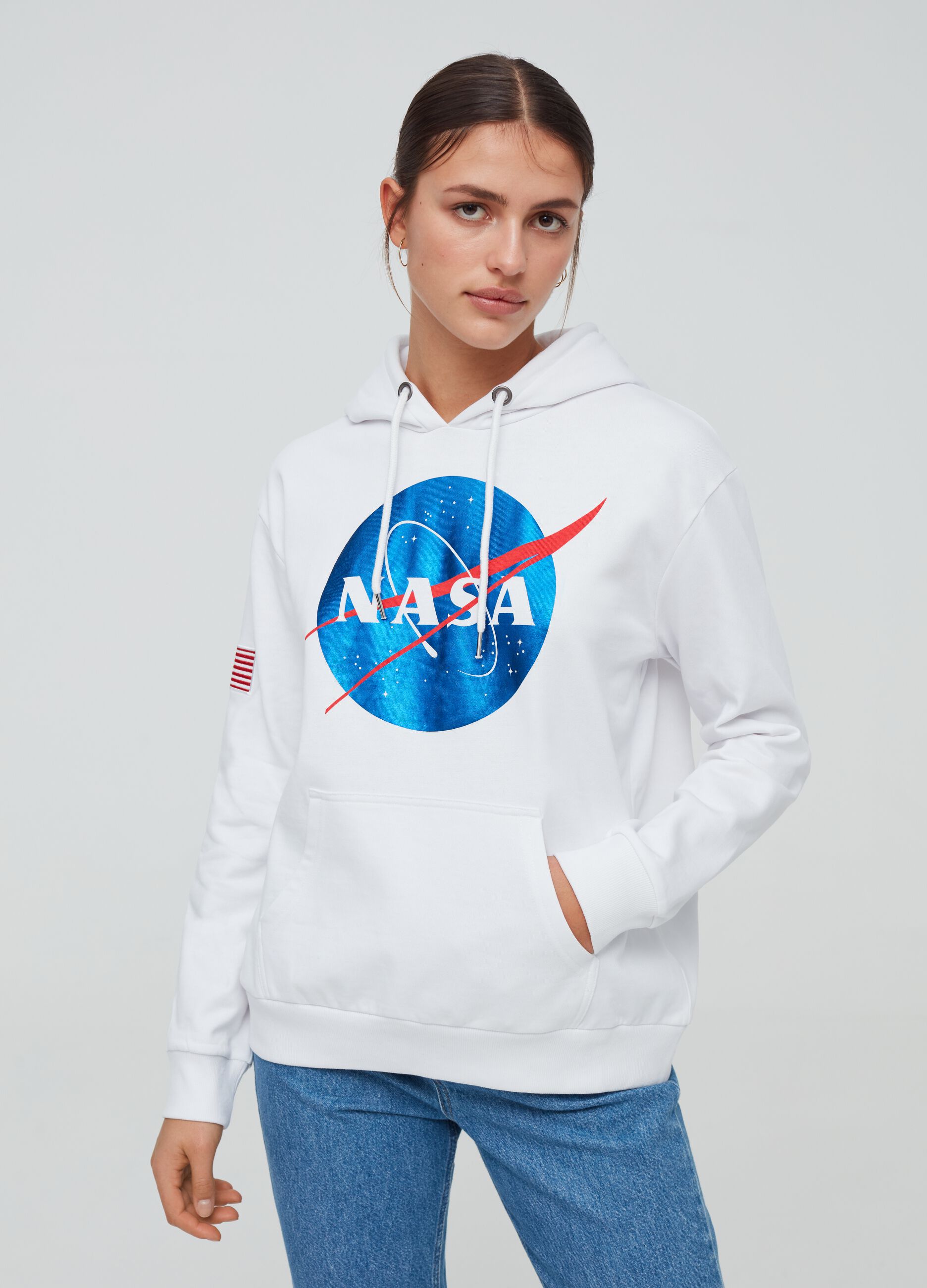 Felpa con cappuccio stampa NASA