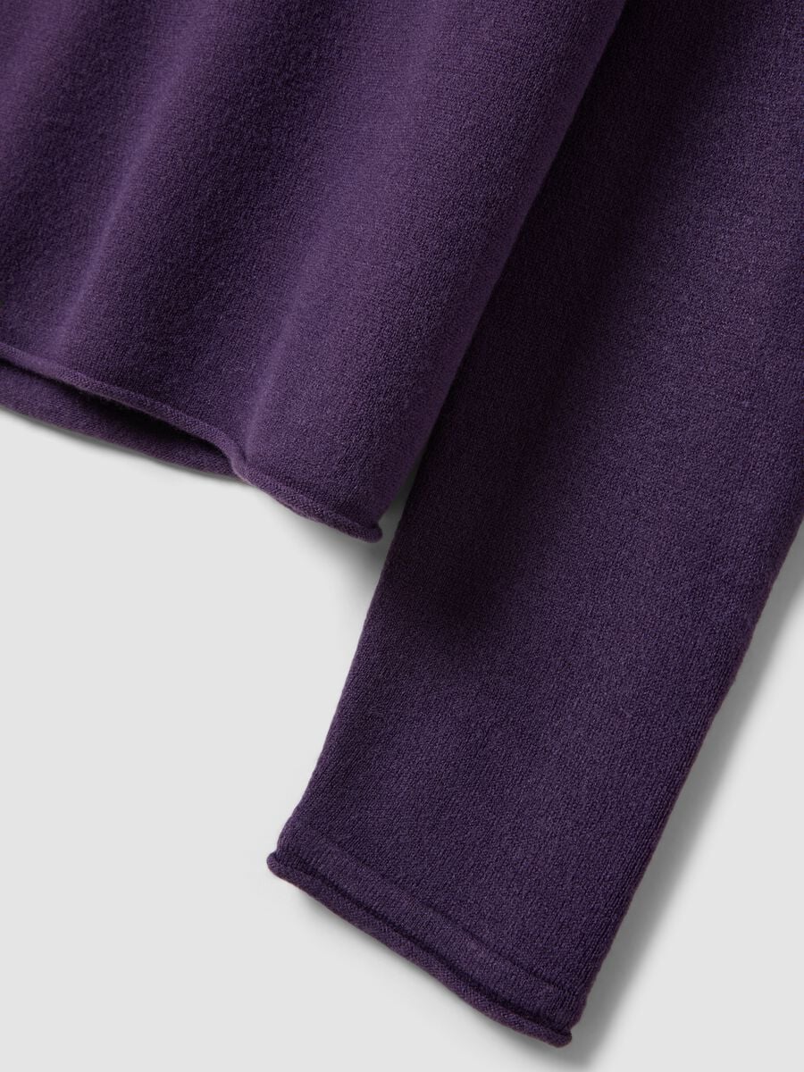 Maglia viola scuro girocollo fitted a maniche lunghe_5